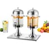 Front. VEVOR - Beverage Dispenser, 2.1 Gallon x 2 Drink Dispenser for Parties, Stainless Steel + Plastic Juice Dispensers - Stainless Steel Silver.
