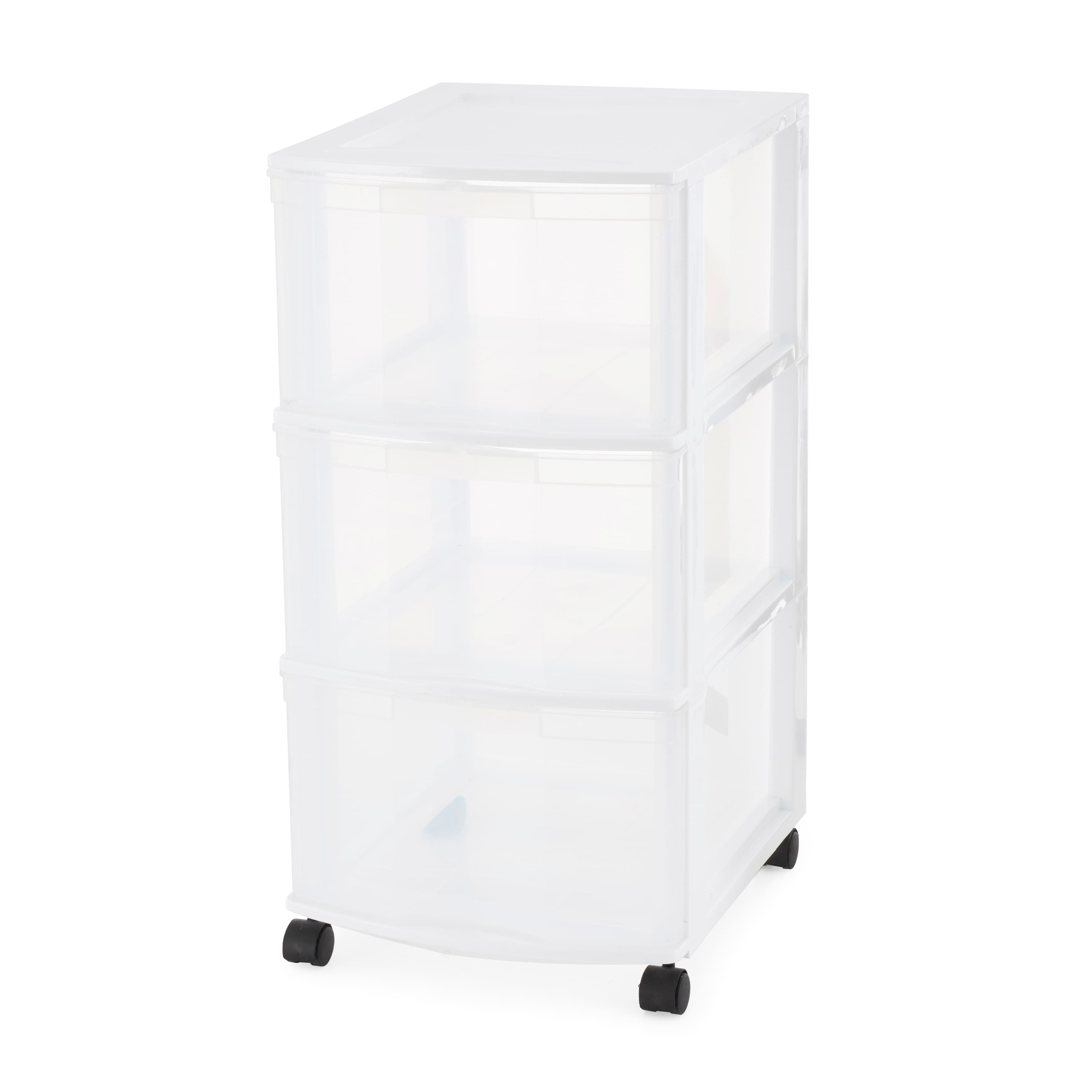 Gracious Living - Classic 3 Drawer Organizer Plastic Storage Cart w/ Wheels, White