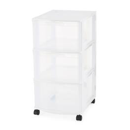 Gracious Living - Classic 3 Drawer Organizer Plastic Storage Cart w/ Wheels, White