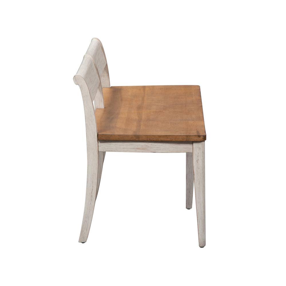 Left. Liberty Furniture Industries - Farmhouse Reimagined Bench (RTA) in Antique White w/ Chestnut Top - White.
