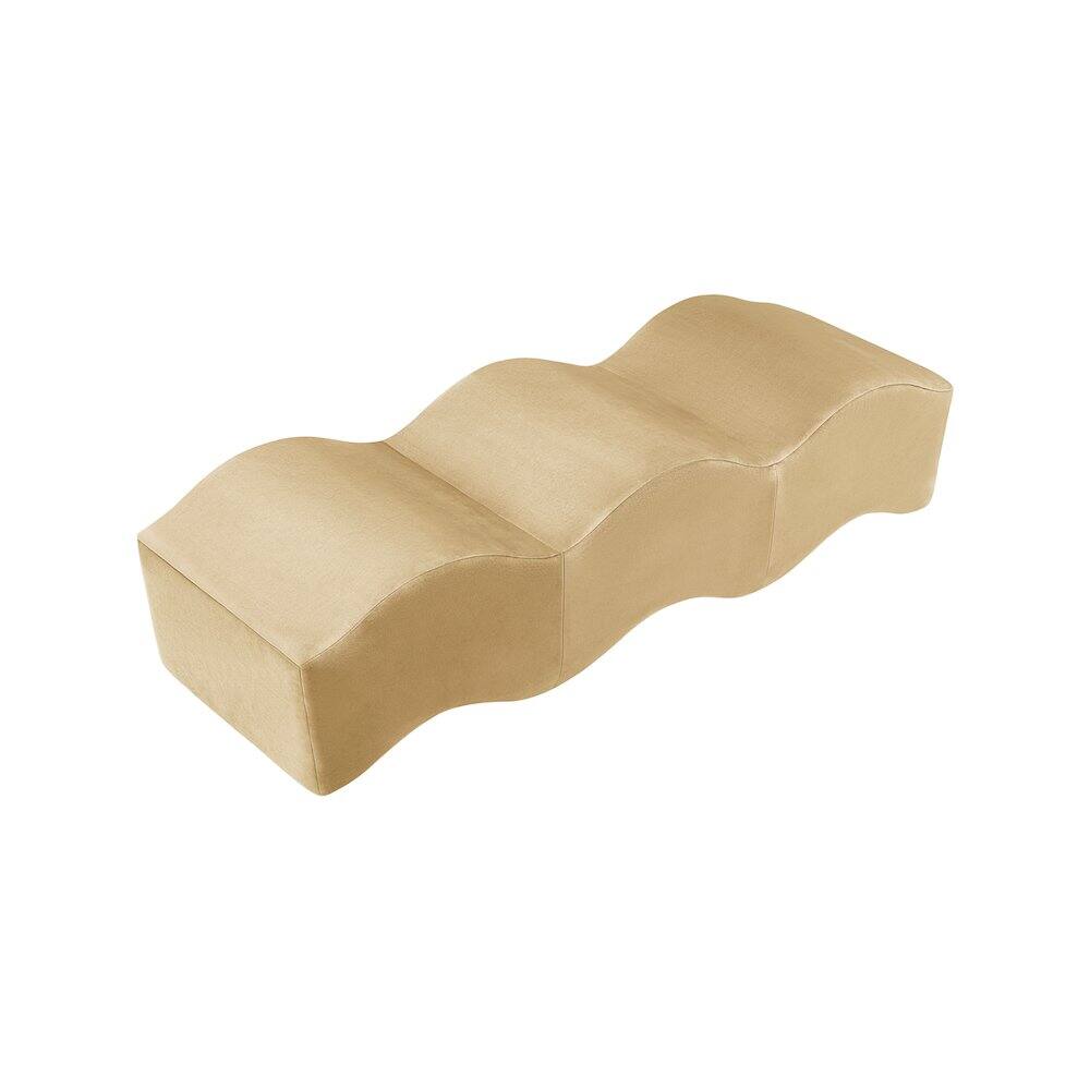 Alt View 2. Meridian Furniture - Wave Camel Velvet Bench - Beige.