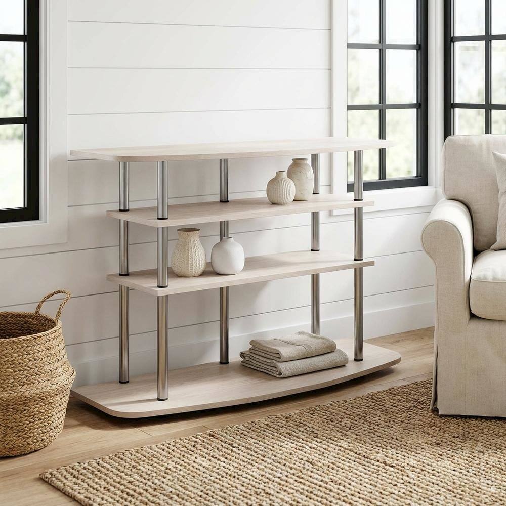 Alt View 1. FurniFact - White Oak 4-Tier TV Stand with Wood Store Display for up to 46-inch Screens - White.