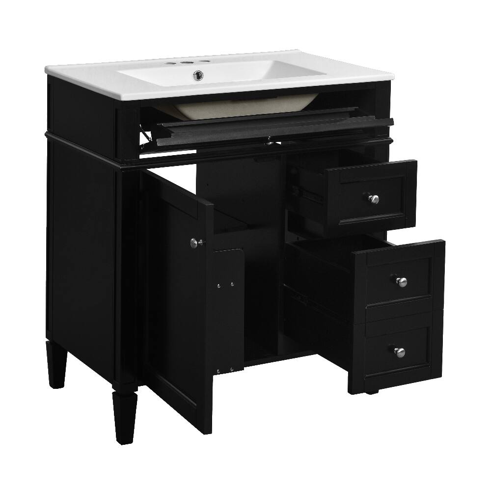 Alt View 7. Loheer - Loheer 30 inch bathroom vanity with sink Black Modern Cabinet - Black.