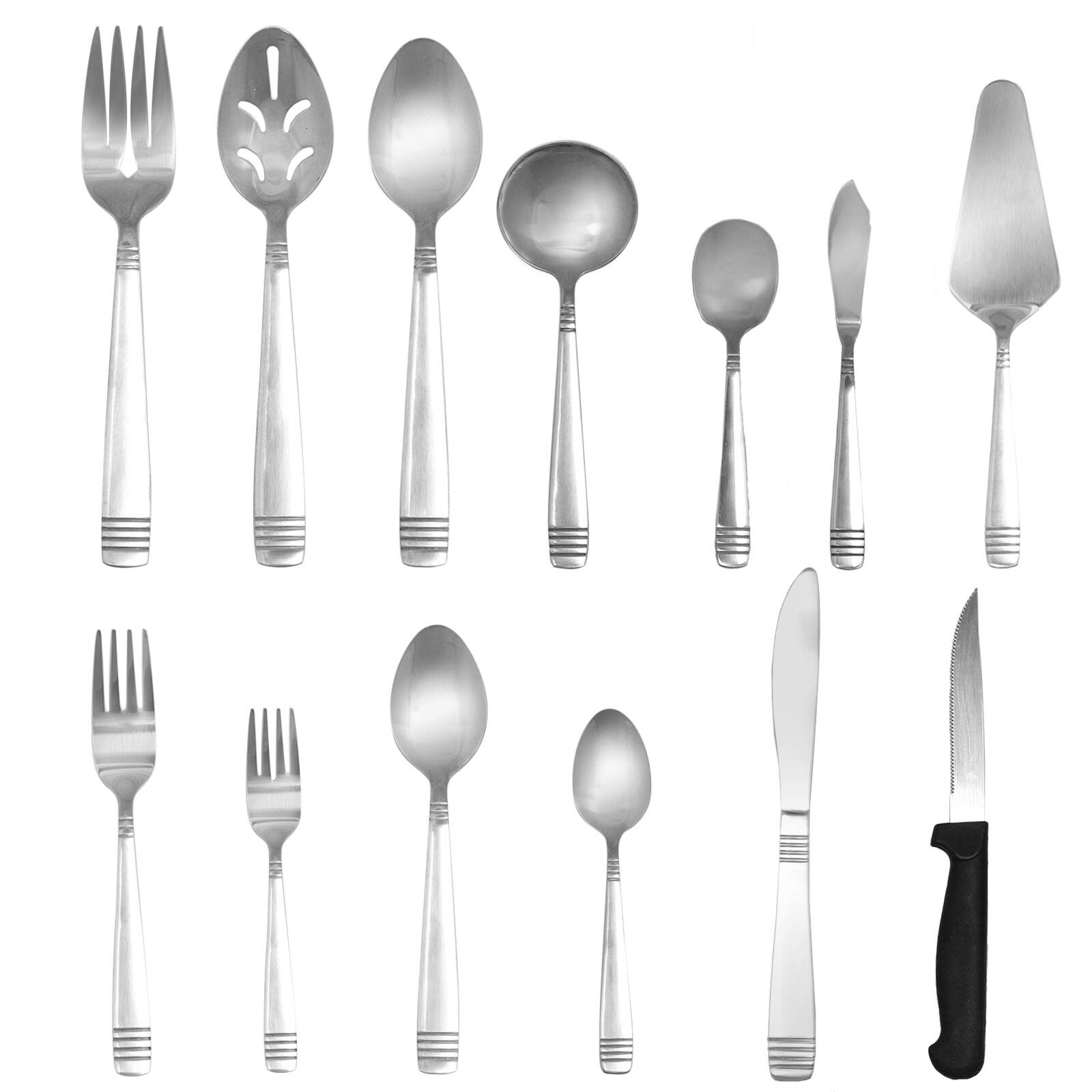 Alt View 7. Gibson - Gibson Home Palmore Plus 55 Piece Flatware Set - Silver.