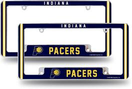 Rico Industries - Indiana Basketball Pacers (Set of 2) Chrome Metal License Plate Frames with Bold Full Frame Design - Multi