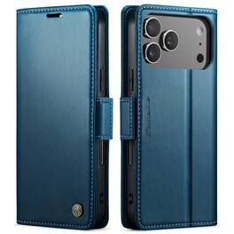 UUCOVER - For Apple iPhone 17 Pro Max PU Leather Wallet Case with RFID Blocking Cash Card Holder, Magnetic Flip Kickstand Cover - Blue