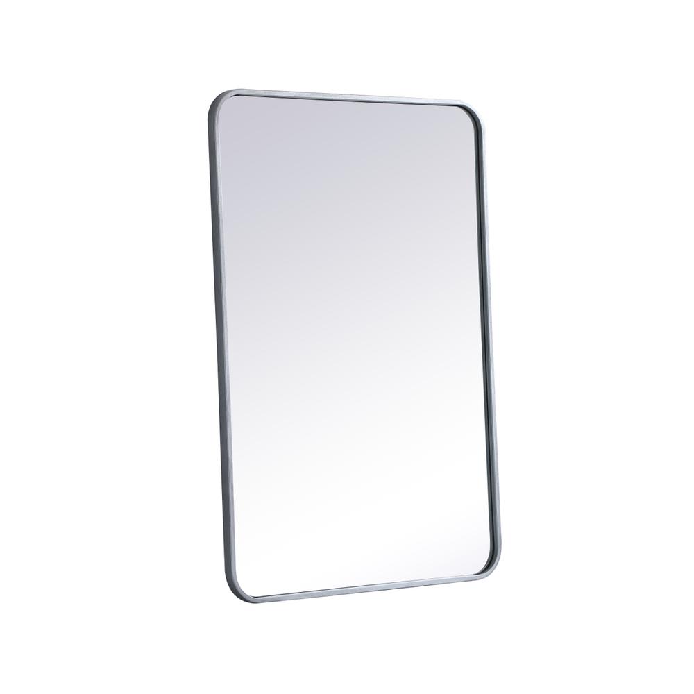 Left. Elegant Decor - Soft corner metal rectangular mirror 24x36 inch in Silver - Silver.