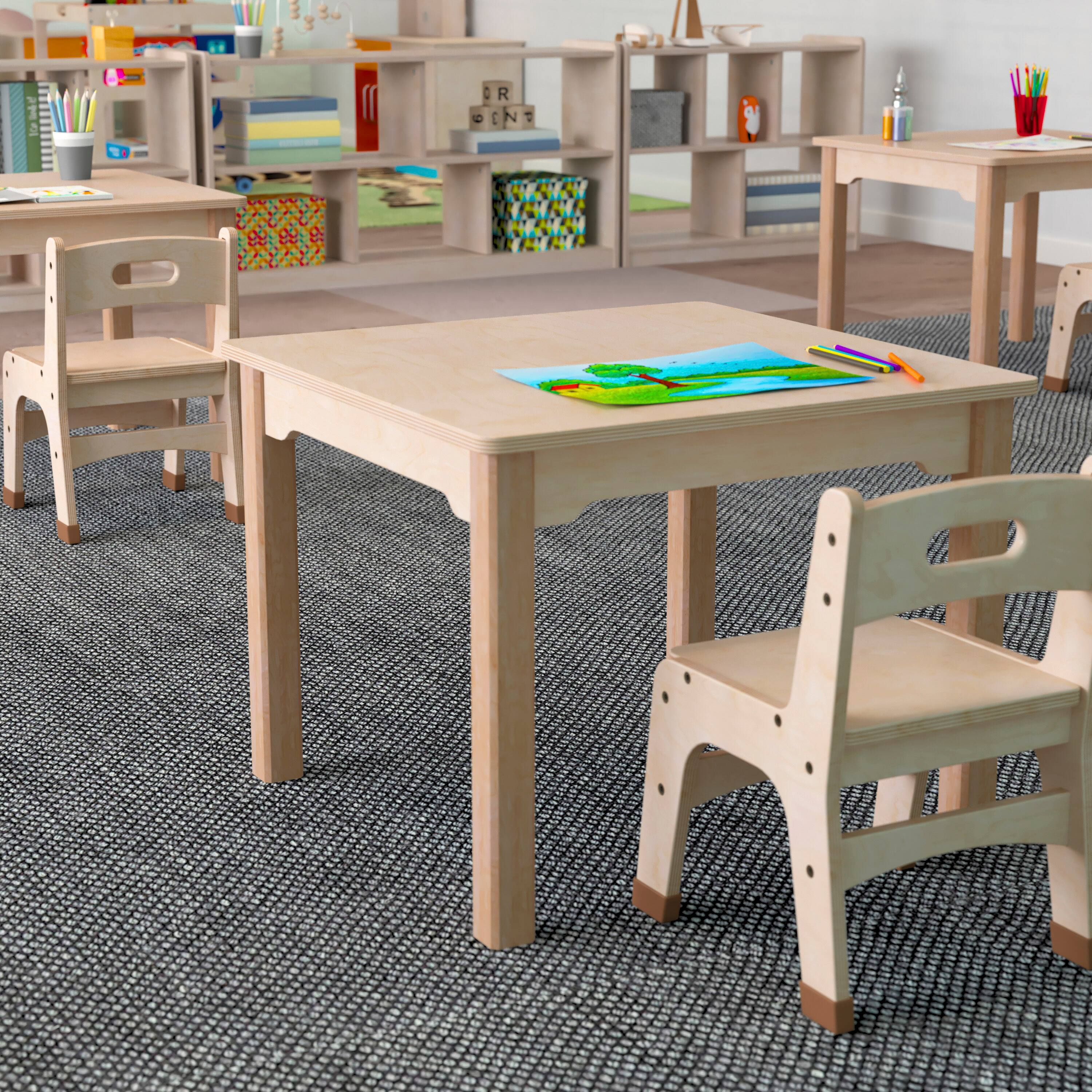 Alt View 3. Flash Furniture - Bright Beginnings Commercial Grade Wooden Square Preschool Classroom Activity Table, (23.5"W x 18"H), Beech - Natural.