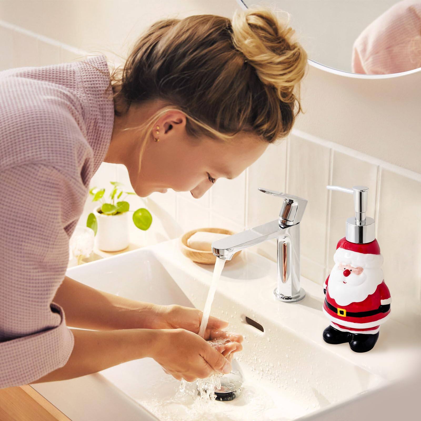 Alt View 3. Dapper Styles - Ceramic Soap Dispenser Christmas Decor 3d Jolly Santa Claus Design Refillable Liquid Hand Bottle With Pump ... - 6.