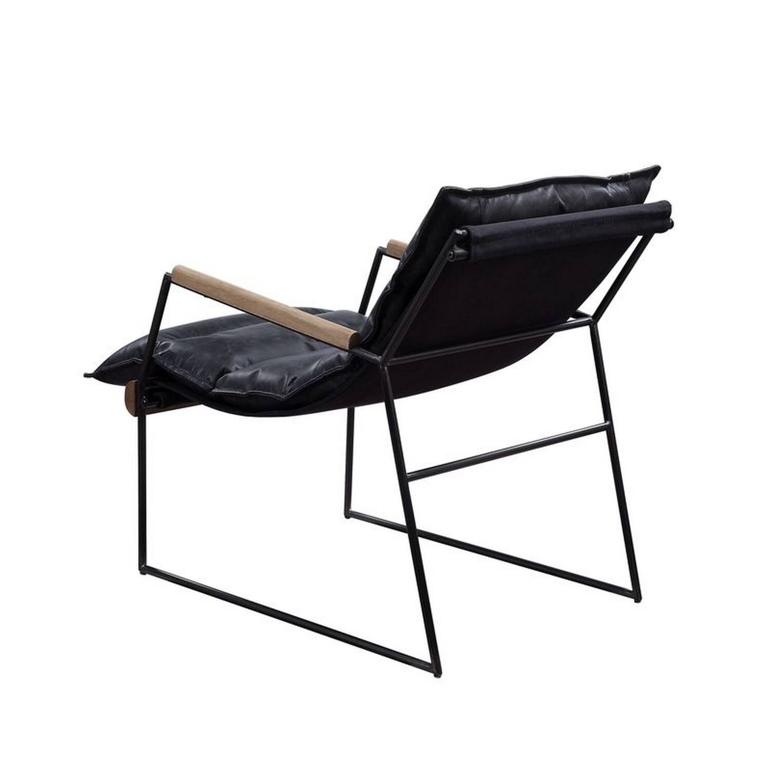 Alt View 3. Manhattan Lane - Accent Chair with Leatherette Seat and Metal Frame - Black.