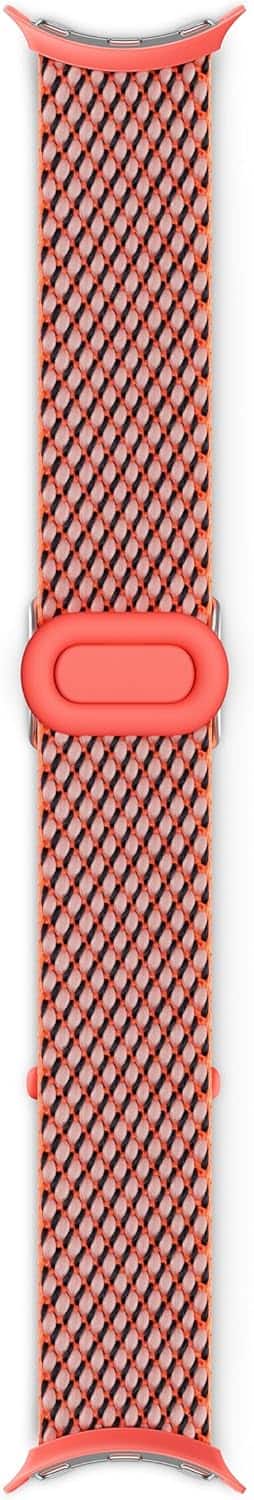 Front. Google - Google Watch Band, Coral Woven Band, One Size, WW - Coral.