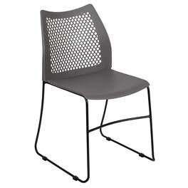 Emma + Oliver - Home and Office Sled Base Stack Chair with Air-Vent Back - Guest Chair - Gray