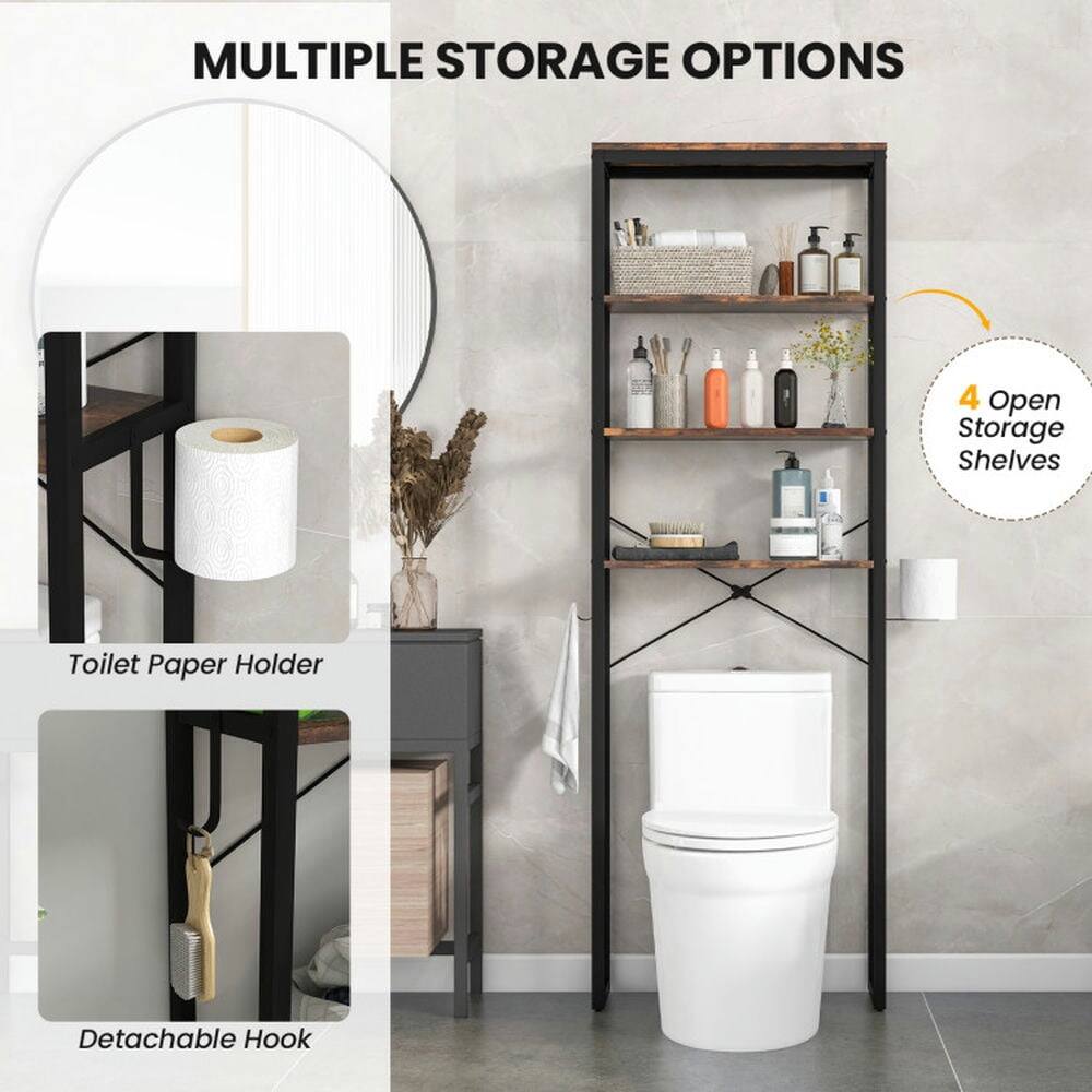 MULTIPLE STORAGE OPTIONS

- 4 Open Storage Shelves
- Toilet Paper Holder
- Detachable Hook