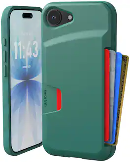 Smartish - iPhone 17e/16e Wallet Case - Wallet Slayer Vol 1 - Slim Card Holder Cover - Green