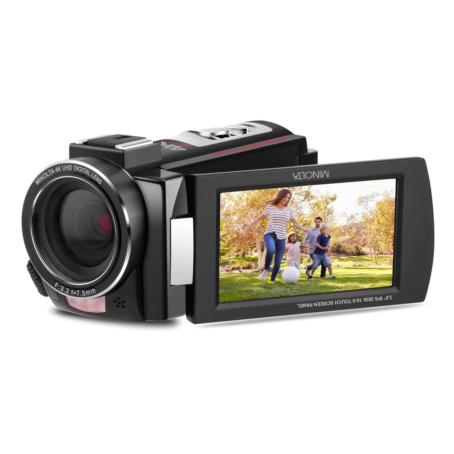 4K UHD DIGITAL MINOLTA LENS R - ECOEGG RA  
MINOLTA F:3.2 1=7.5mm  
262k Sdi 3.0" TOUCH 16:9 PANEL SCREEN