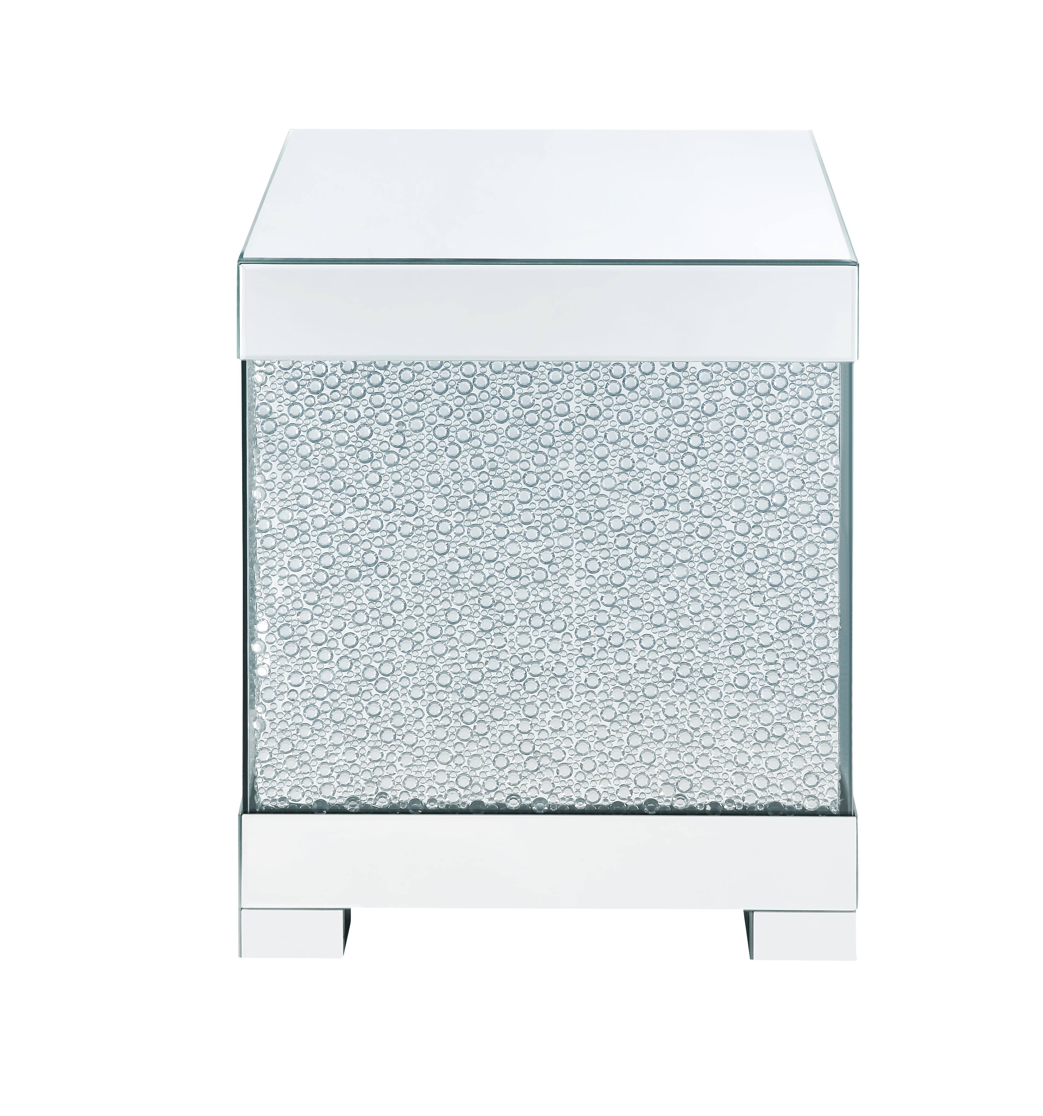 Alt View 1. Manhattan Lane - Contemporary Square Wooden End Table with Faux Crystal Inlays - Silver.