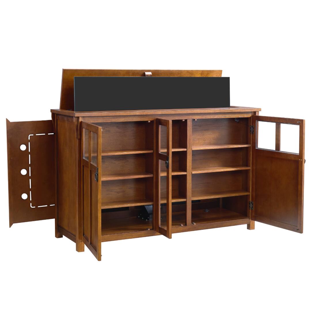 Alt View 2. Touchstone Home Products - The Bungalow by Touchstone - Smart Motorized TV Lift Cabinet for Flat Screen TVs up to 65 Inches - Mission Chestnut.