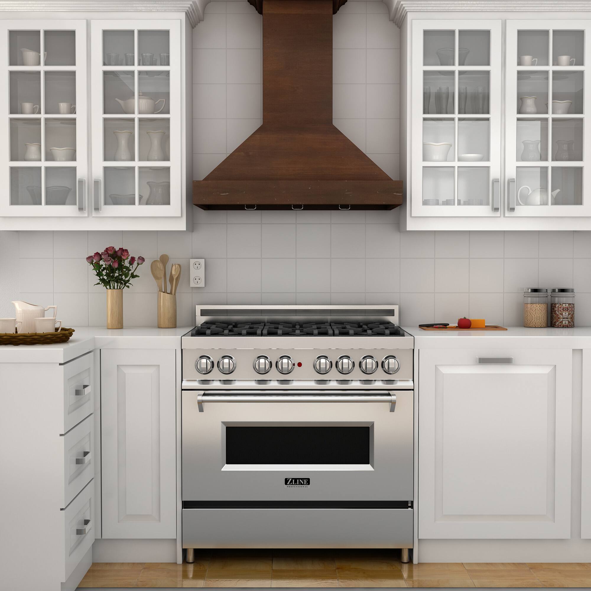 Alt View 14. ZLINE - ZLINE 30 in. Ducted Wooden Wall Mount Range Hood in Walnut with Remote Motor - Walnut.