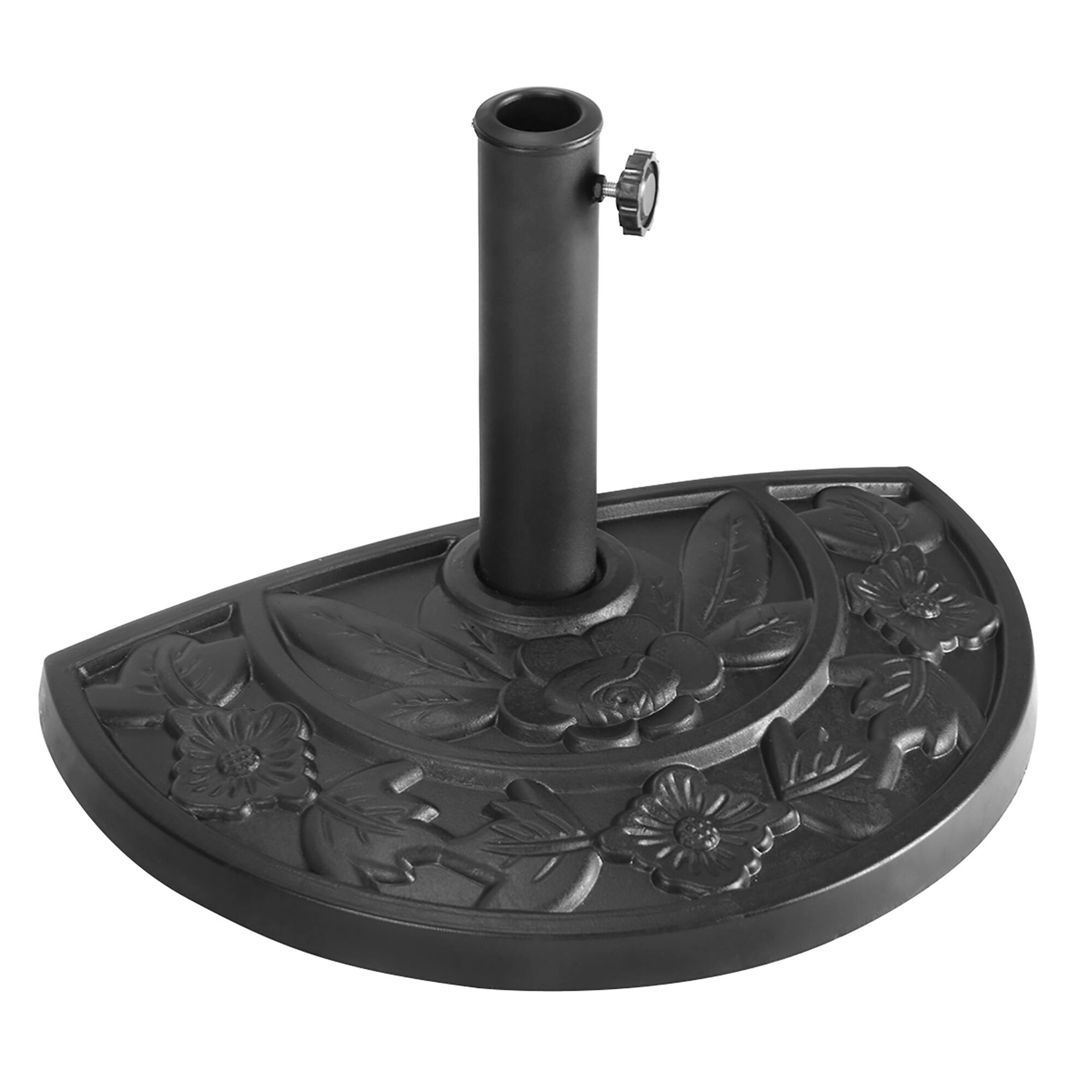 Costway - 20" Outdoor Patio Half Round Umbrella Base Stand Resin Deck Table Sun Shade - Black