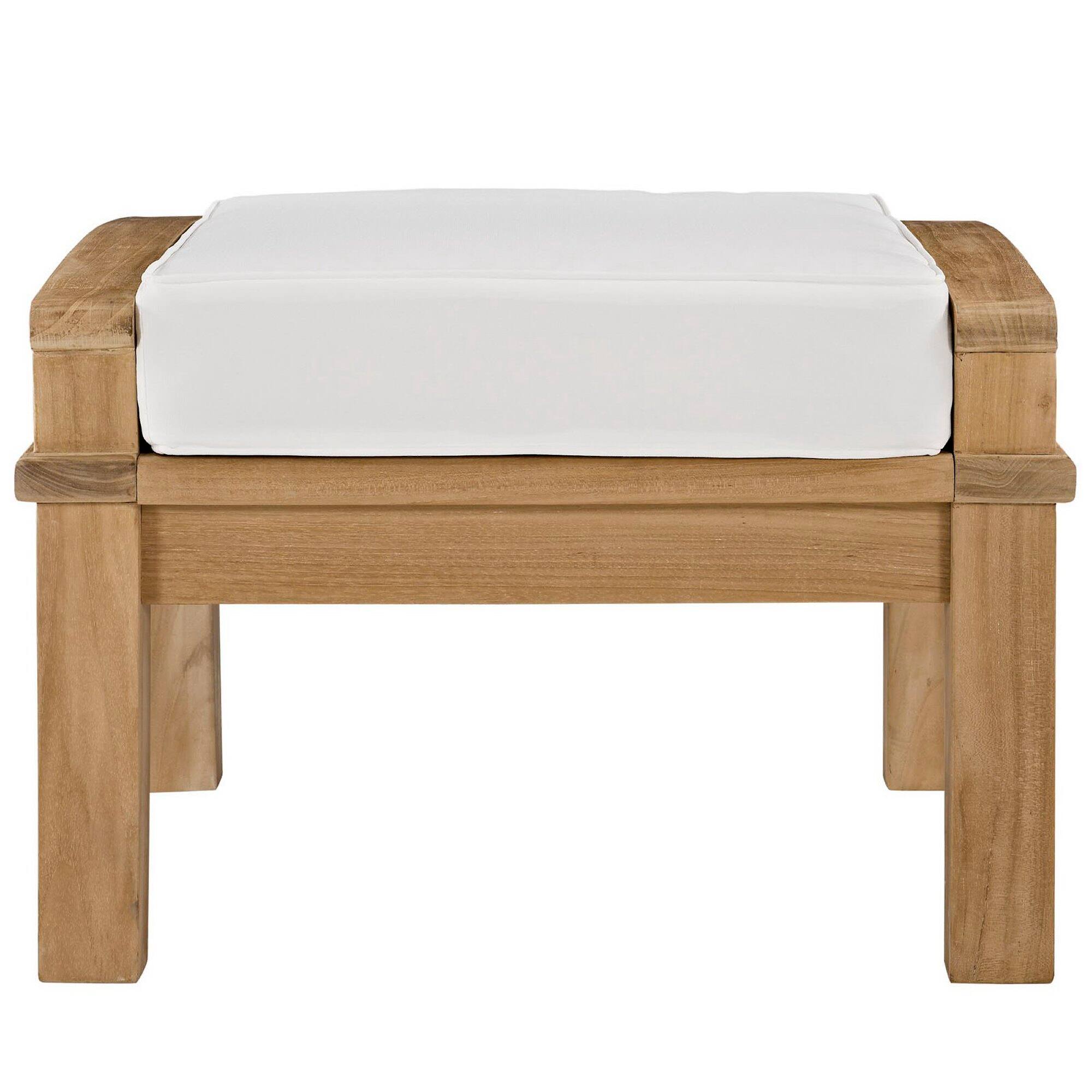 Back. Modway - Marina Outdoor Patio Teak Ottoman by Modway - Natural White.