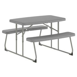 Flash Furniture - Paige Easy-Fold Folding Plastic Kids Outdoor Picnic Table and Benches - Commercial Grade - Seating for 4 Kids - Gray