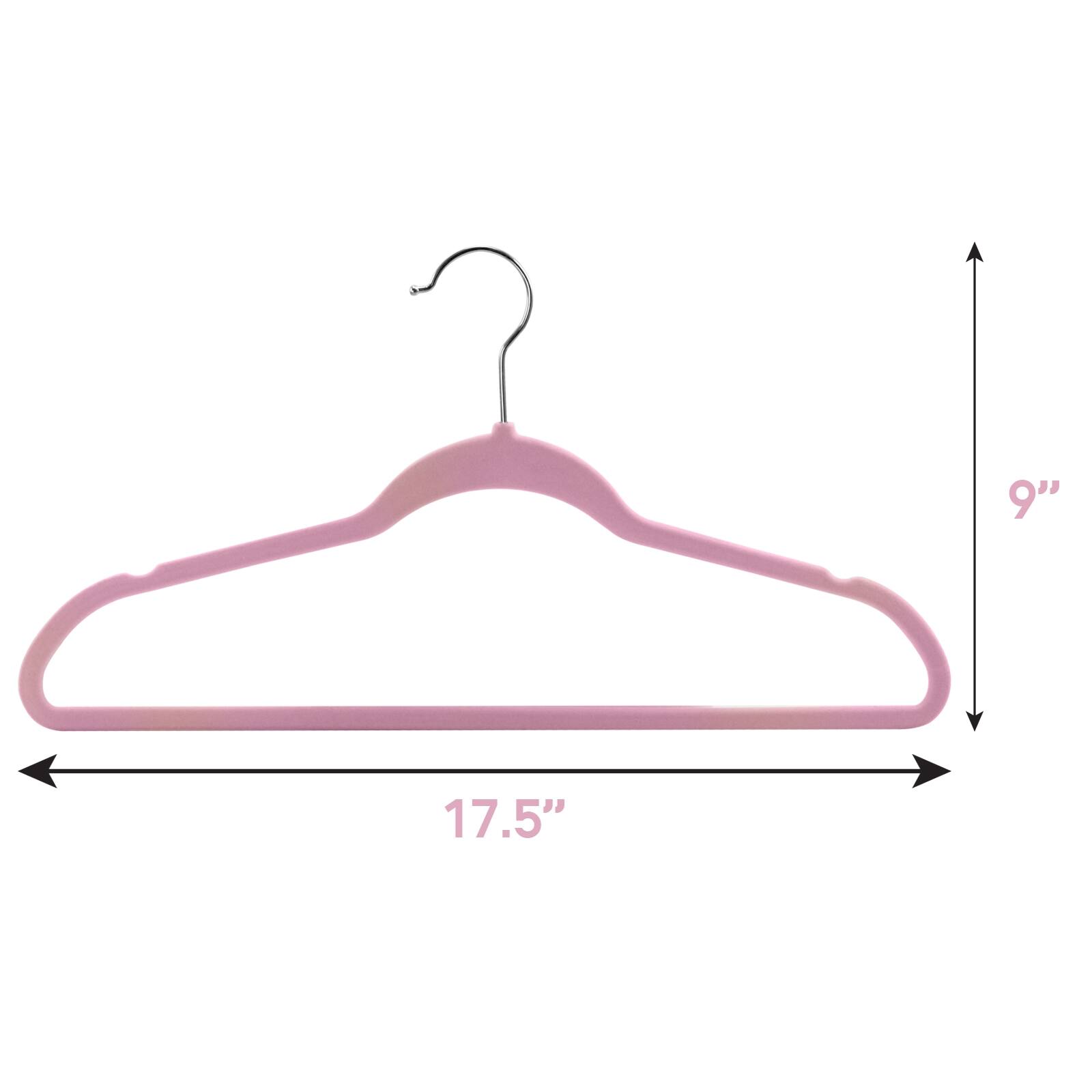 Alt View 4. Elama - Elama Home 50 Piece Flocked Velvet Clothes Hangers with Stainless Steel Swivel Hooks in Pink - Pink.