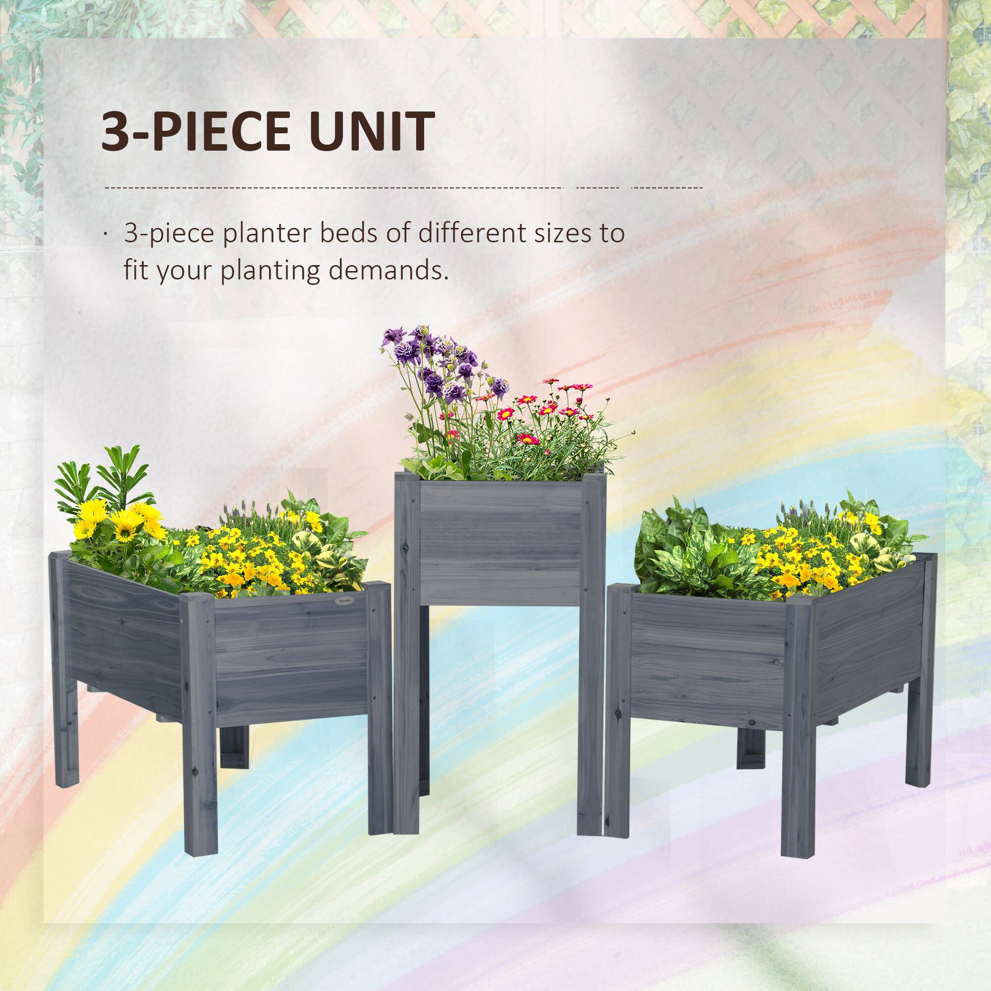 3-PIECE UNIT

- 3-piece planter beds of different sizes to fit your planting demands.