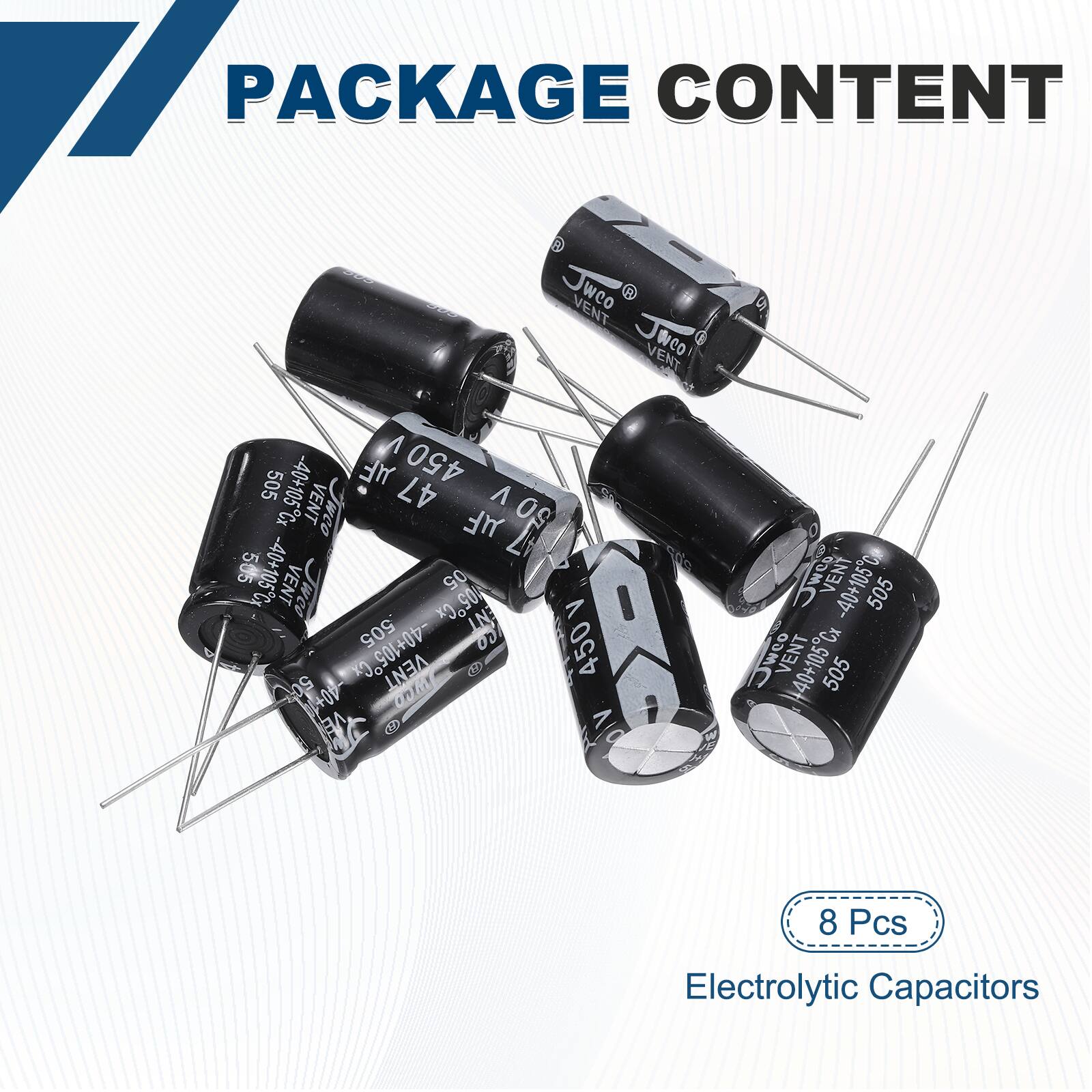 PACKAGE CONTENT

8 Pcs Electrolytic Capacitors