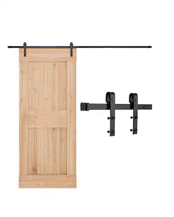Front. VEVOR - 10FT Sliding Barn Door Hardware Kit, 330 LBS Weight Capacity,Compatible with 60 Inches Max Width & 1-3/8 to 1-3/4 Inches - Black.