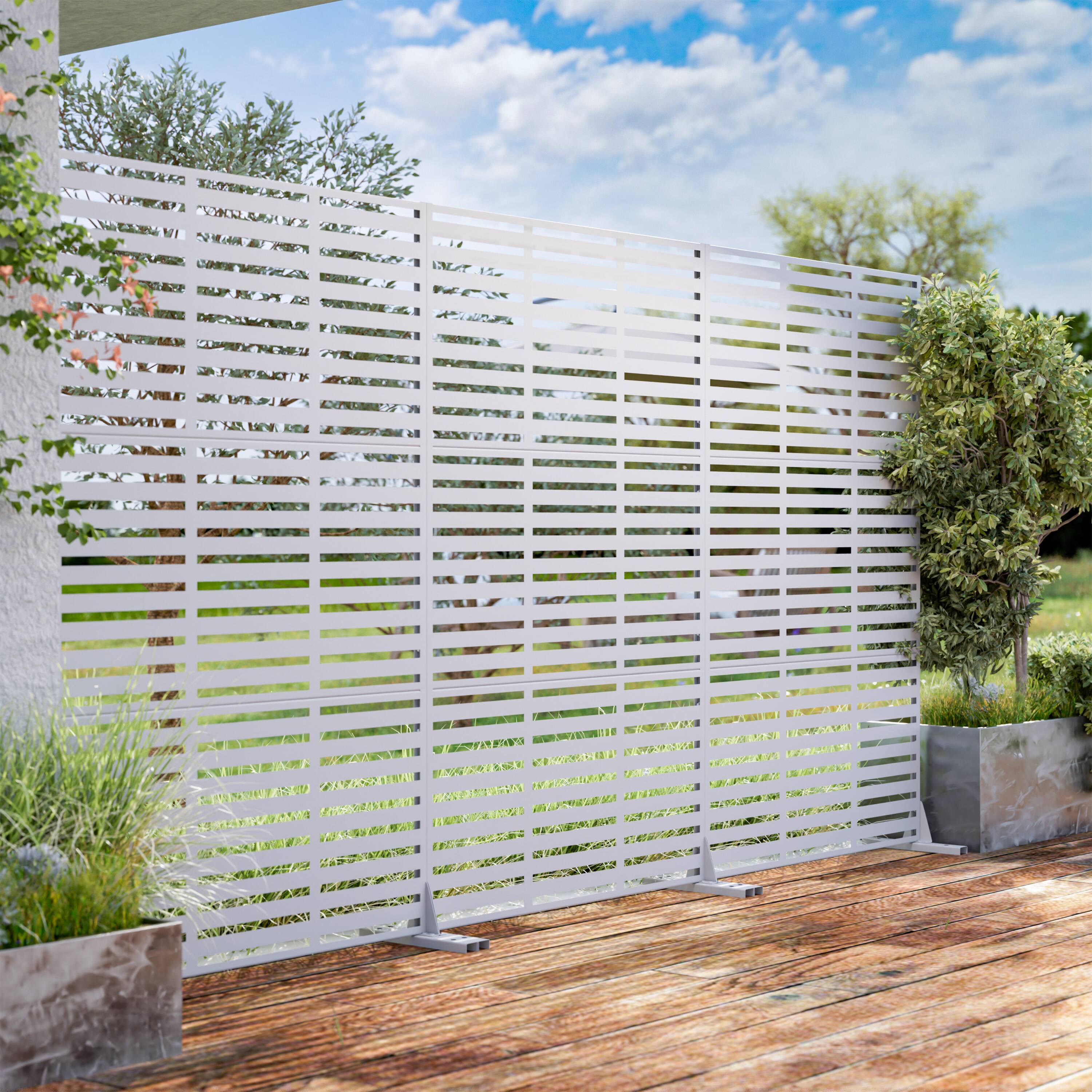 Alt View 4. PexFix - 72 in. x 47 in. Adams Pattern Metal Outdoor Privacy Screen & Panels, Freestanding Garden Divider Fence - White.