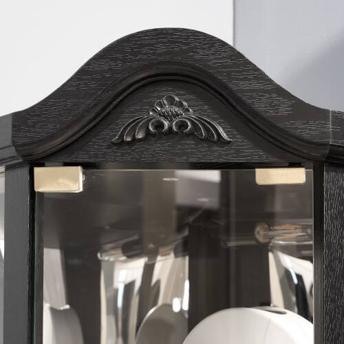 Left. LUCKY ONE - Freestanding Corner Curio Cabinet with Glass Shelves LED Light Display for Wine Collectibles Home Office - Black.