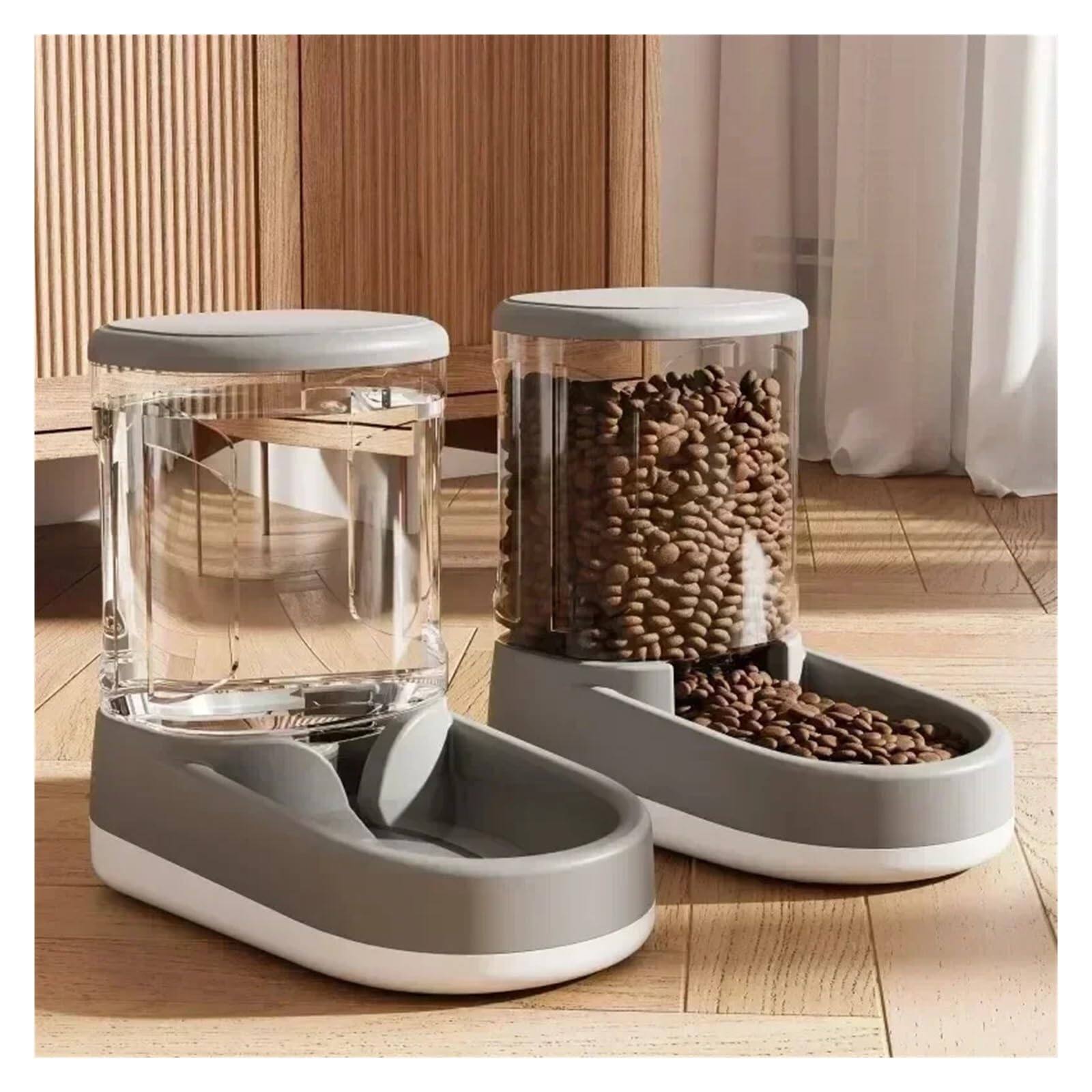 Alt View 3. Cluzine - Battery Powered Automatic Pet Feeder for Dogs & Cats, No Plug Needed - Gray.