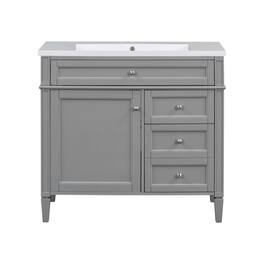Boyel Living - 36 Inch Modern Bathroom Vanity with Resin Sink Two Drawers Tip Out Grey - Gray