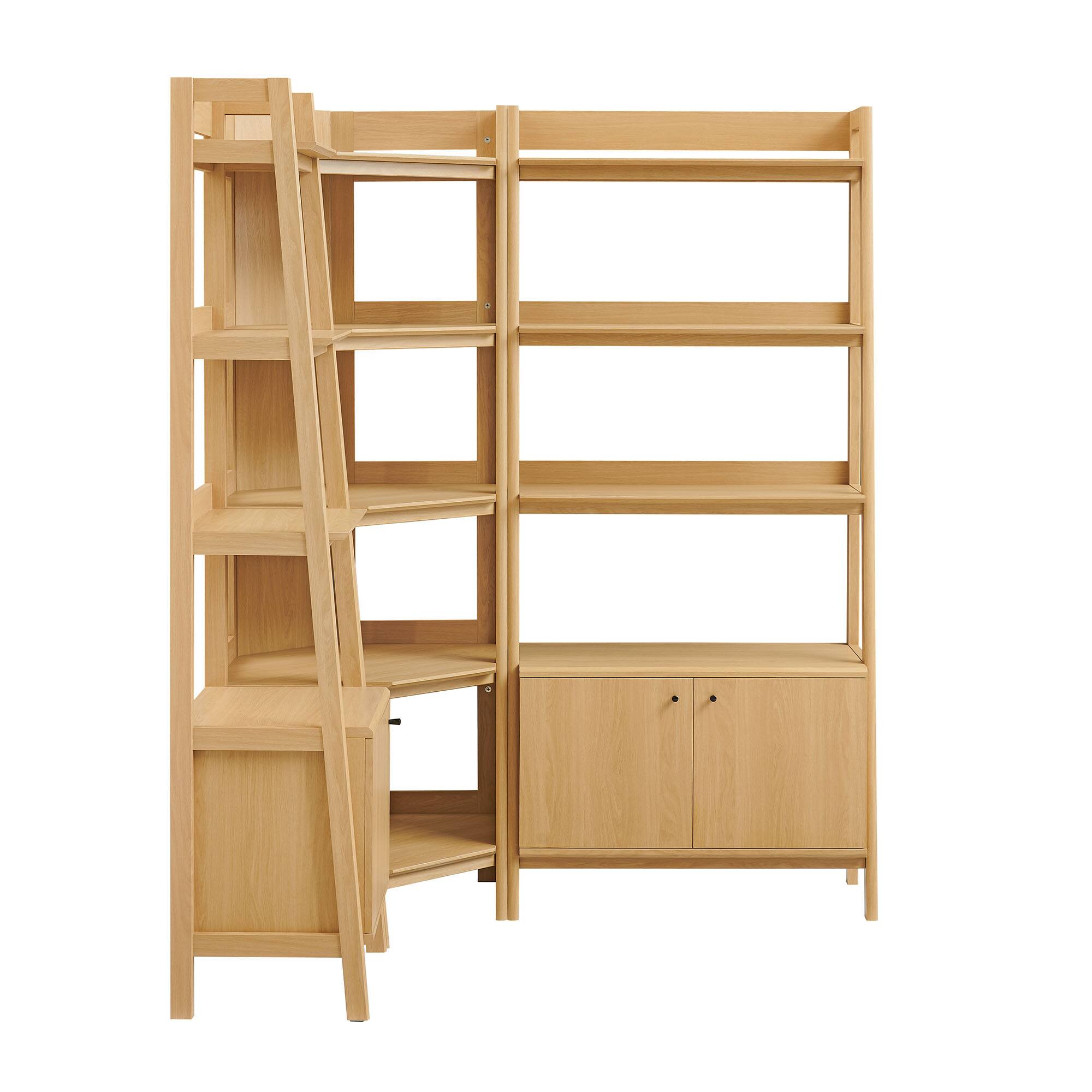 Alt View 2. Modway - Bixby 3 Piece Corner Bookshelf Set With Wide and Narrow Bookshelves by Modway - Oak.