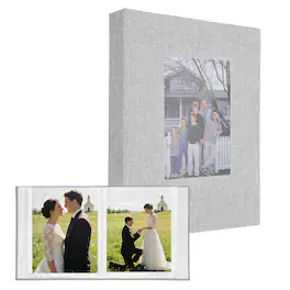 Unique Bargains - Photo Album 4"x6" 144 Photos Linen Cover Picture Photo Book with Display Window for Family Wedding Anniversary - Gray