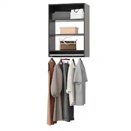 Roomtec - 19.5 in Black Medium Hanging Closet Unit-Customizable Wall Mounted Modular Closet System for Bedroom Closet - Black