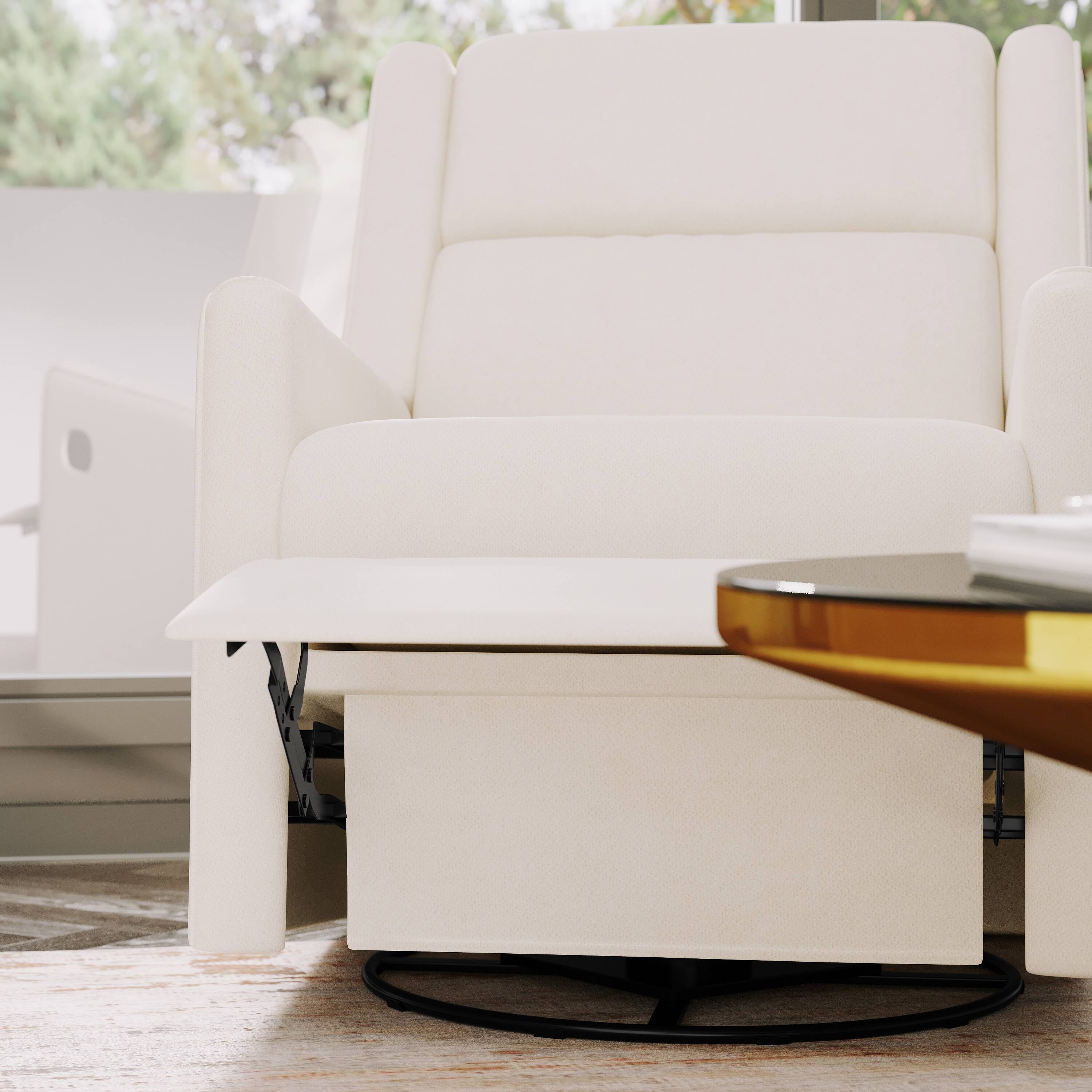 Alt View 4. Emma + Oliver - Mari Manual Glider Rocker Recliner with 360 Degree Swivel Perfect for Living Room, Bedroom, or Nursery - Cream.