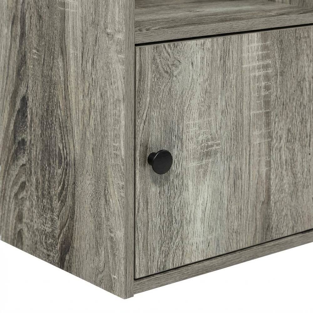 Alt View 2. FurniFact - 5-Tier Shelf Bookcase with Door Storage Cabinet for Living Room - French Oak.