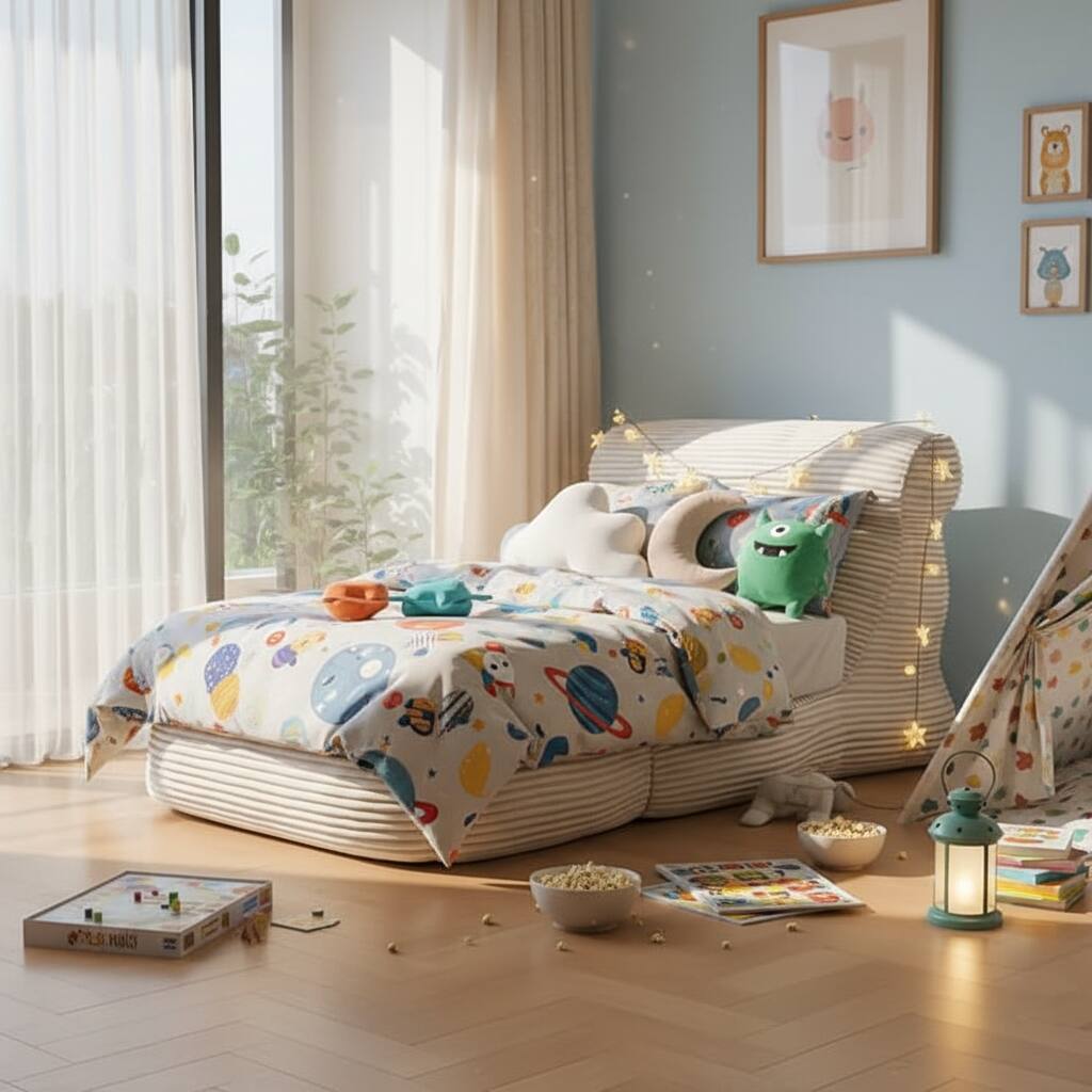 Alt View 5. AOITUN - Folding Sofa Bed Convertible Single Sleeper Chair, Corduroy Fabric Adjustable Lounge Bed for Guest Room - White.