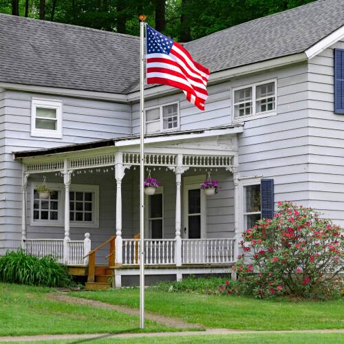 Alt View 7. Winado - 20FT Telescopic Aluminum Flag Pole Kit with 3x5 Flag, Golden Ball Flagpole Topper for Outdoor Yard Garden Residential - Sliver.