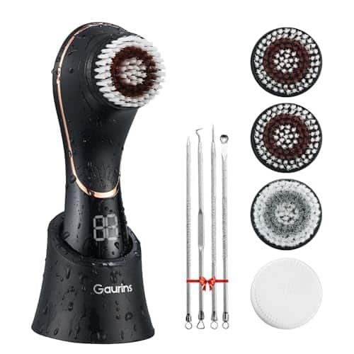 DORLUKFU - Facial Cleansing Brush Face Scrubber Exfoliator Rechargeable IPX7 Waterproof Electric Spin Cleanser Device for