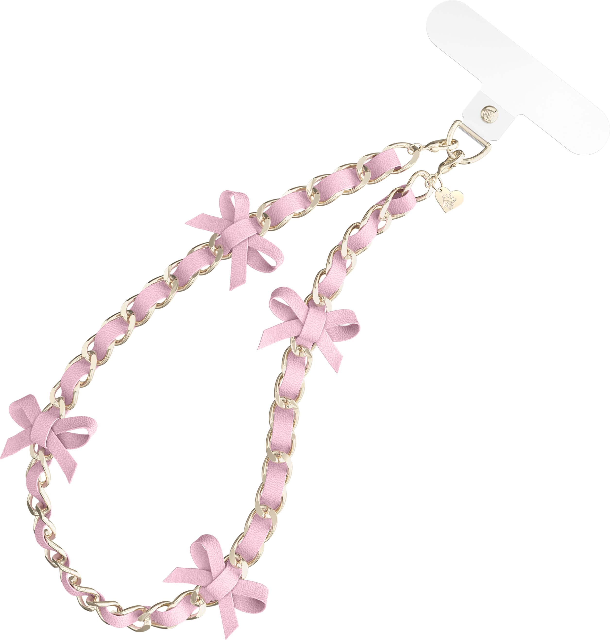 VELVET CAVIAR - Phone Charm Wristlet - Pink Bow Leather Chain