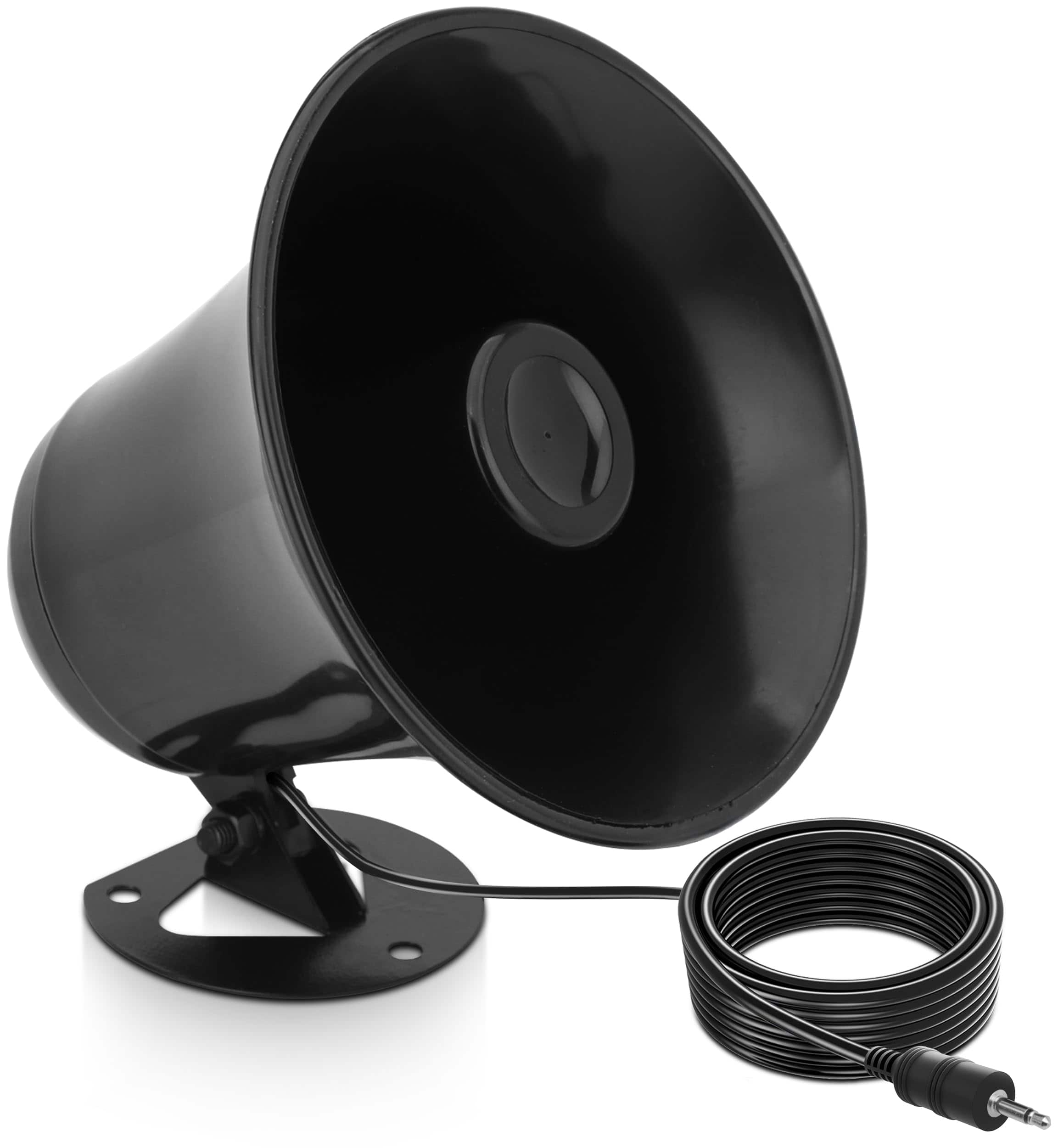 Pyramid - Outdoor Trumpet Car Horn Speaker – 5” PA Horn Speaker, 8 Ohms, 15W, Adjustable Bracket, Pre-Wired Cord - Black