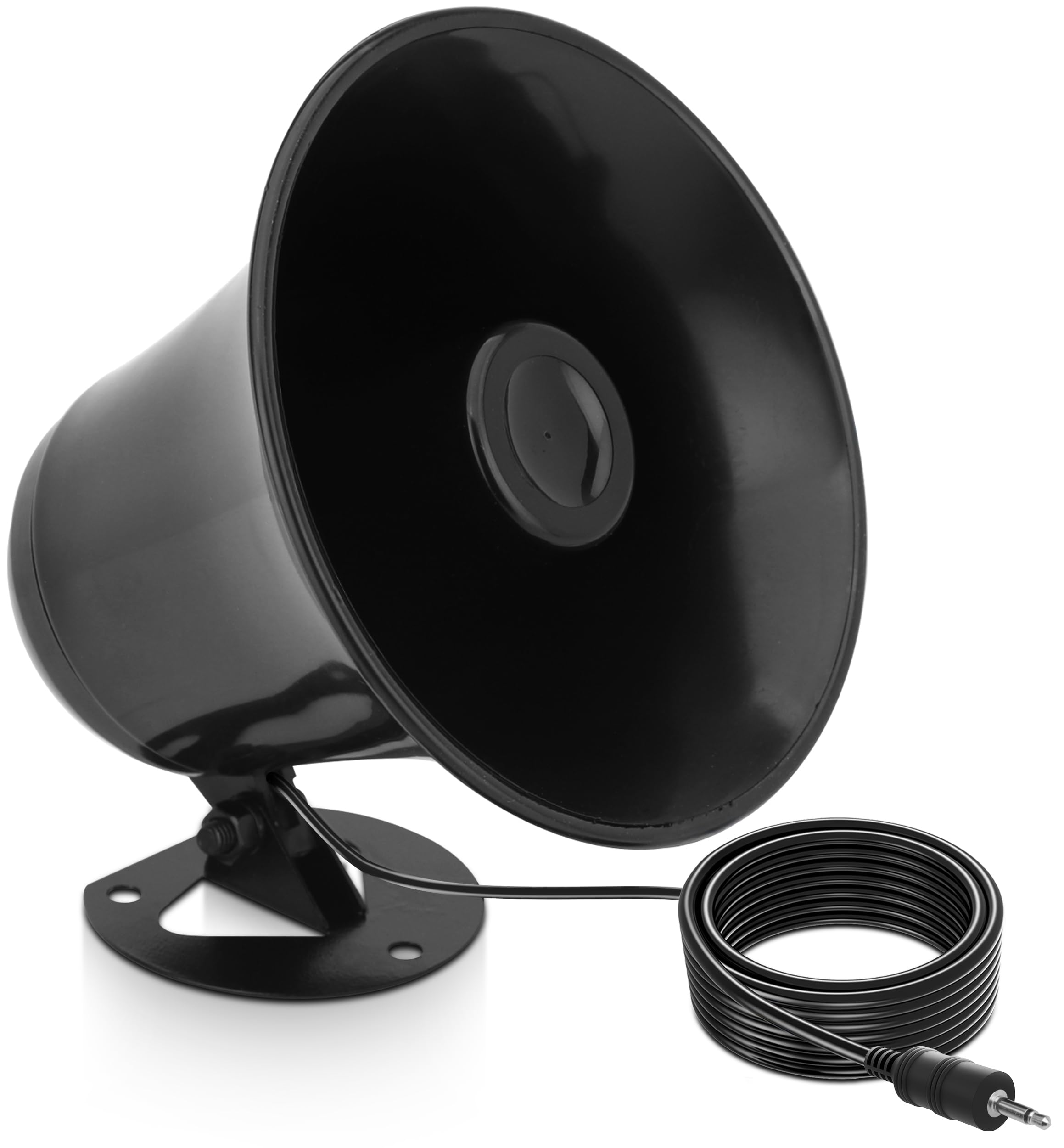 Front. Pyramid - Pyramid Outdoor Trumpet Car Horn Speaker – 5” PA Horn Speaker, 8 Ohms, 15W, Adjustable Bracket, Pre-Wired Cord - Black.