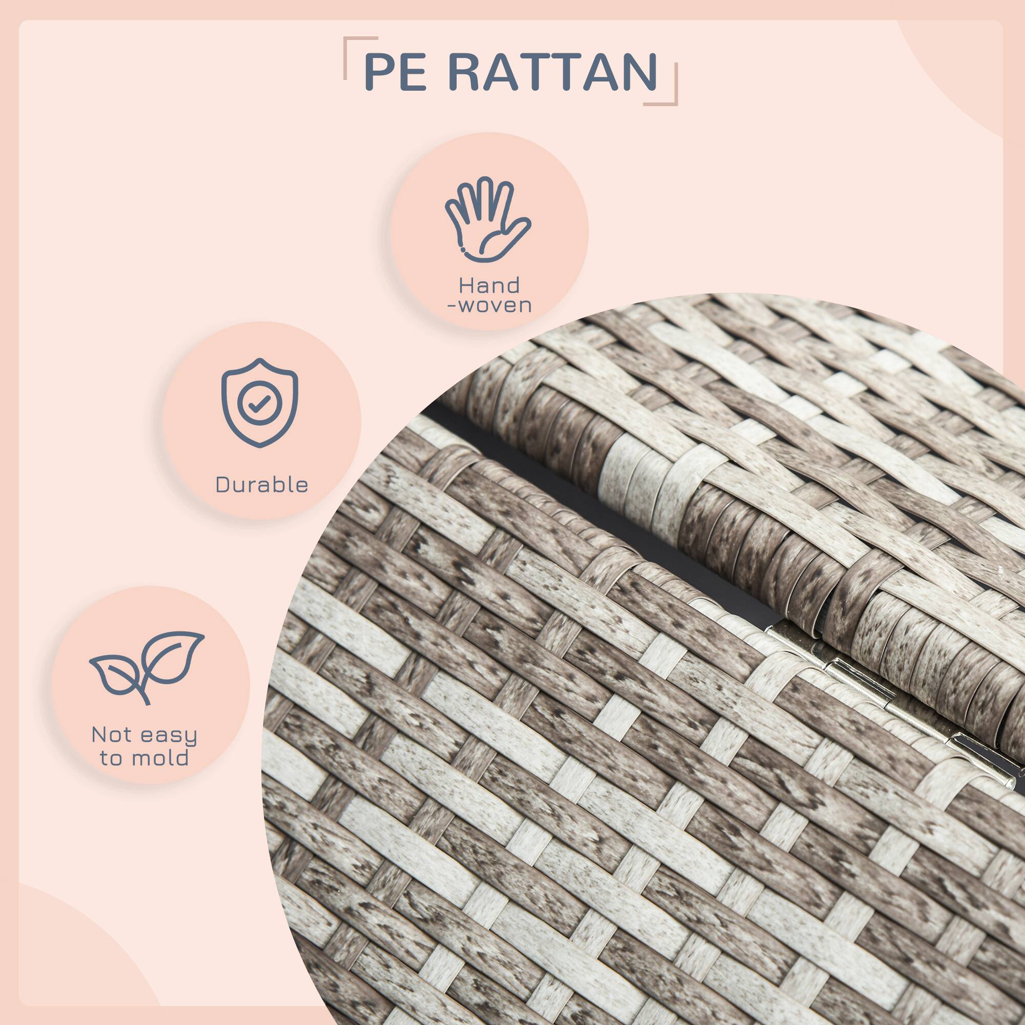 PE RATTAN

- Hand-woven
- Durable
- Not easy to mold