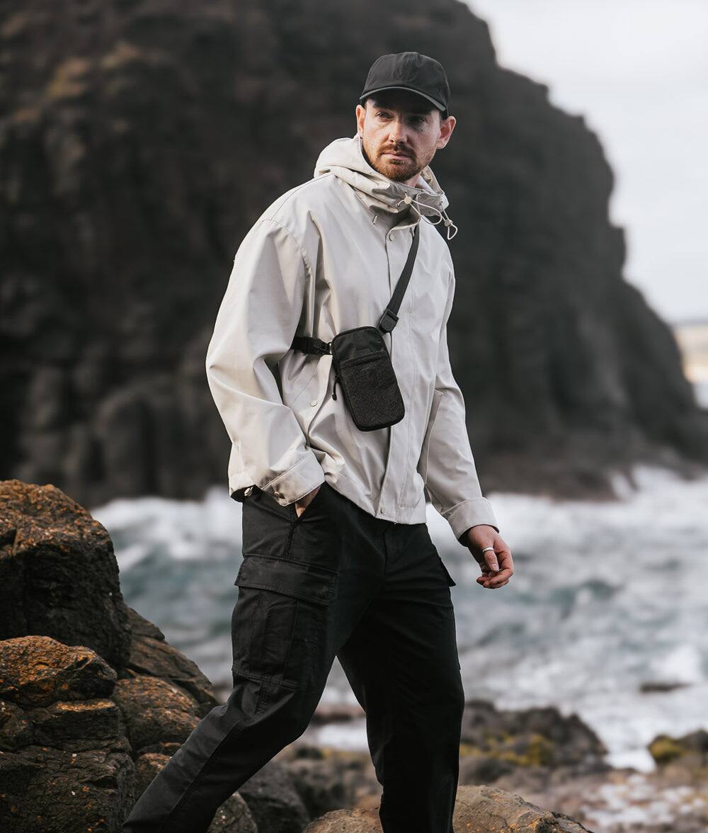 Alt View 6. ALPAKA - Modular Shoulder Pocket Slim Phone Sling Bag, Crossbody Pouch with Card Sleeve, Belt/Bag Attachment - Black Ultradyne 100D.