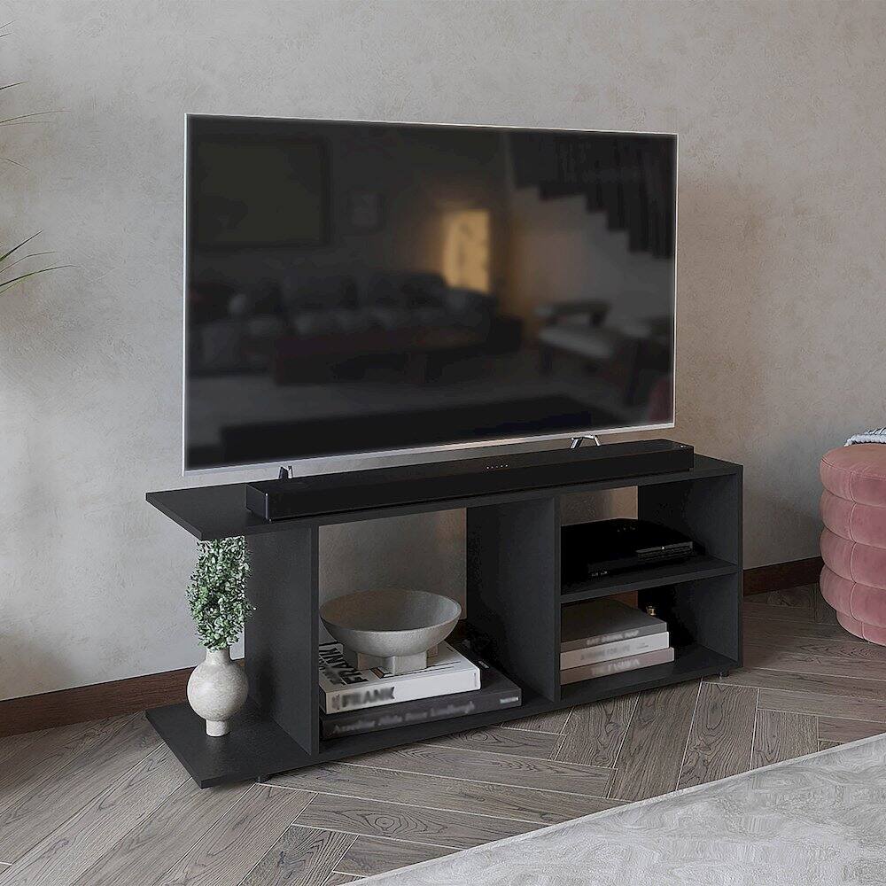 Alt View 3. TuHome - Goodwood Tv Stand Black MDF - Black.