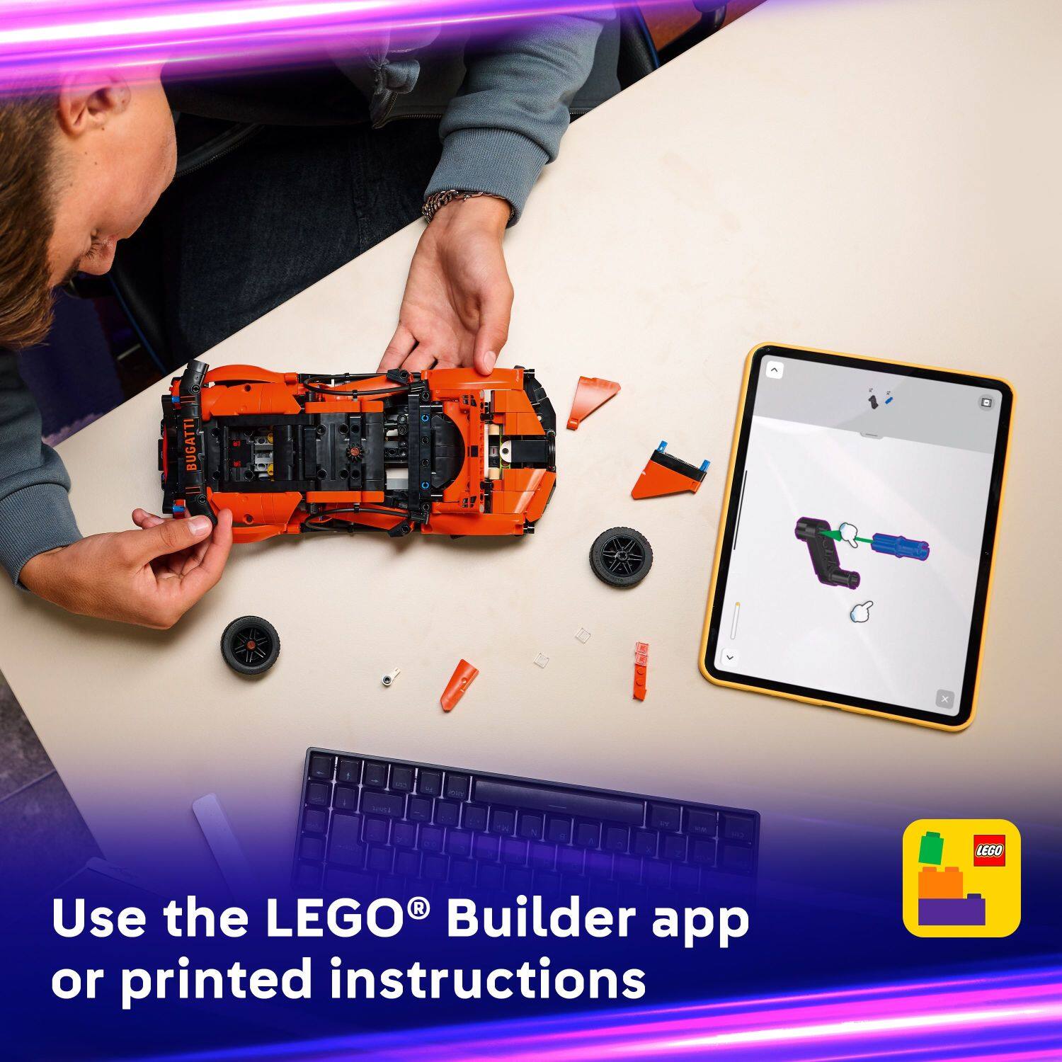 Use the LEGO® Builder app or printed instructions