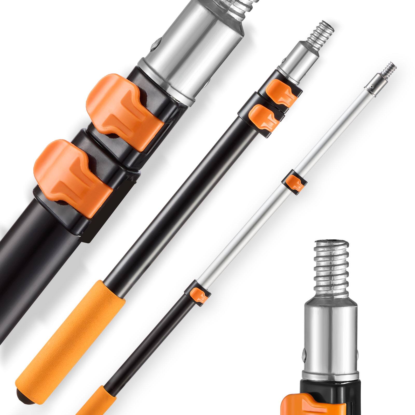 VEVOR - Telescopic Extension Pole, 1.76-4 FT Multi-Purpose Extendable Pole, Sturdy Aluminum Alloy Paint Pole Extension - Silver+Black+Orange