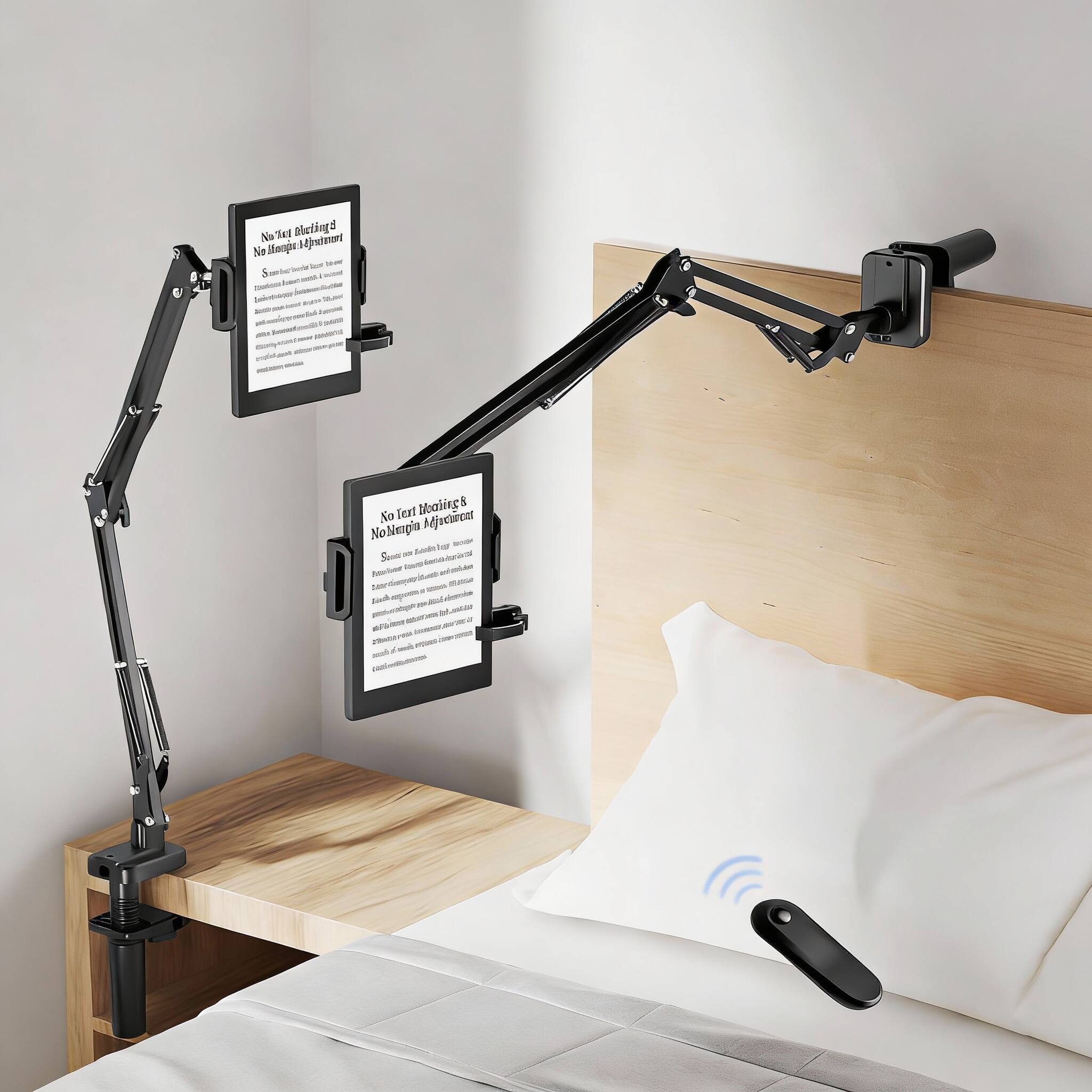 METALTON - Kindle Holder With Remote Page Turner Stand For Bed Hands free Clip Mount Easy adjust Steel Arm not Goosene - Default